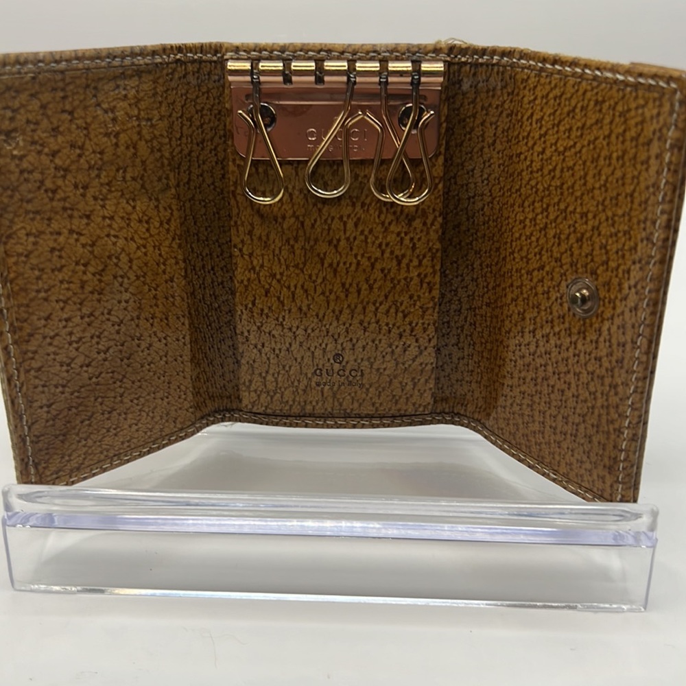 Gucci Key Case GG Logo 6 Ring Beige Leather Canvas - Picture 10 of 10